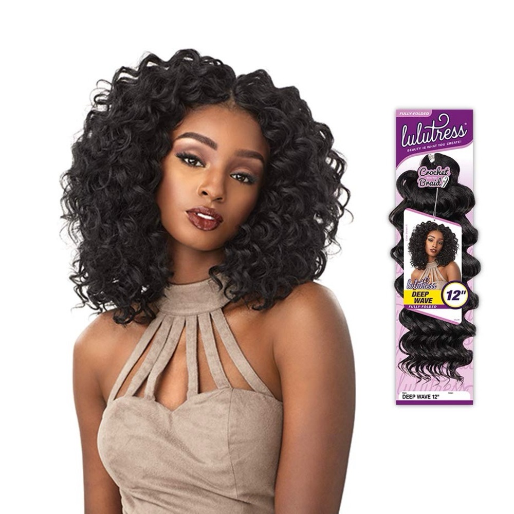 Deep Wave Crochet Hair Bundle of 6- Jet Black